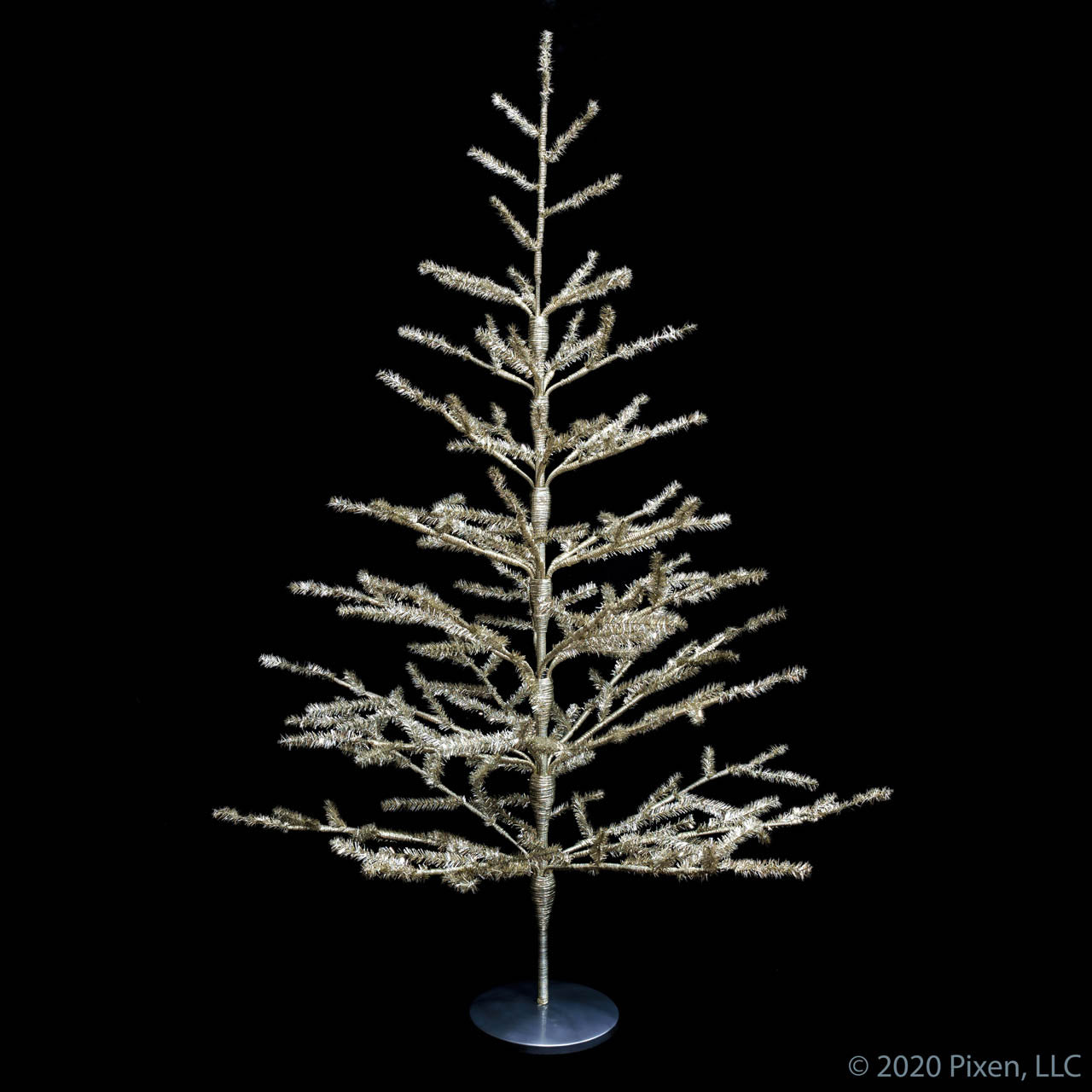 Silver Tinsel Christmas Tree by House of Pixen for Modern Holiday Décor