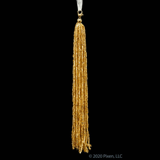 Long Gold Glass-Bead Christmas Tassel by Pixen