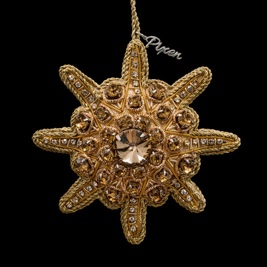 Labyrinth Star Holiday Ornament in Gold by Pixen