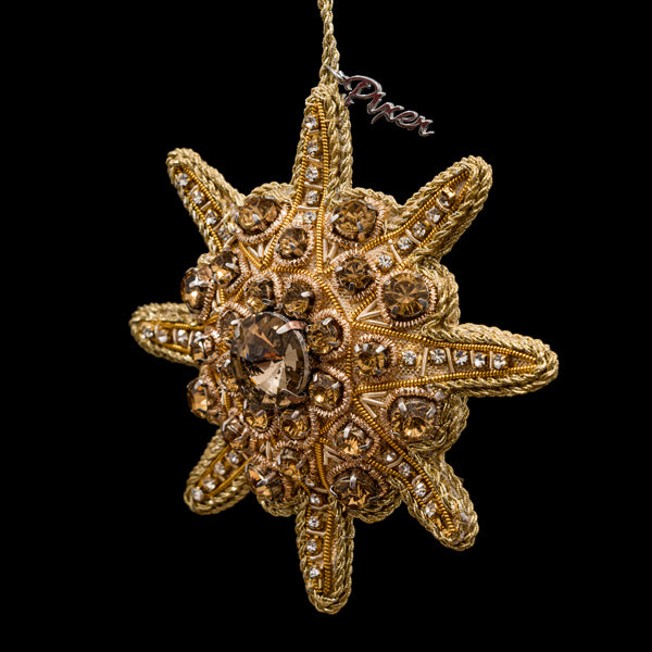 Labyrinth Star Holiday Ornament in Gold by Pixen