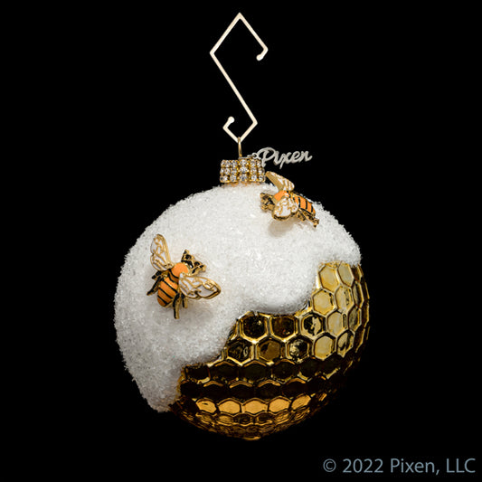 Honeycomb Snow Bee Ornament