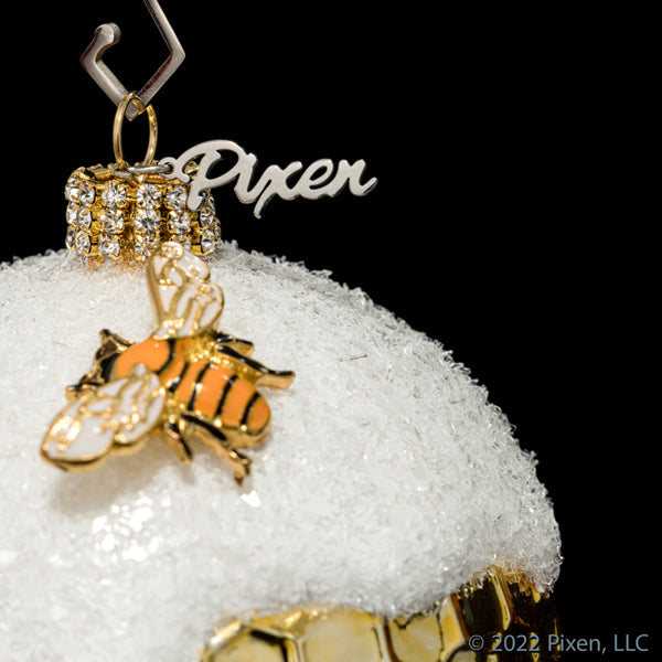 Honeycomb Snow Bee Ornament