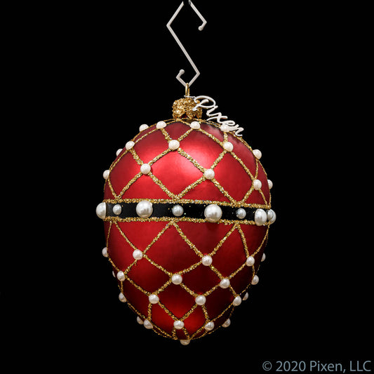 Reverie Faberge Egg Christmas Ornament in Red by Pixen