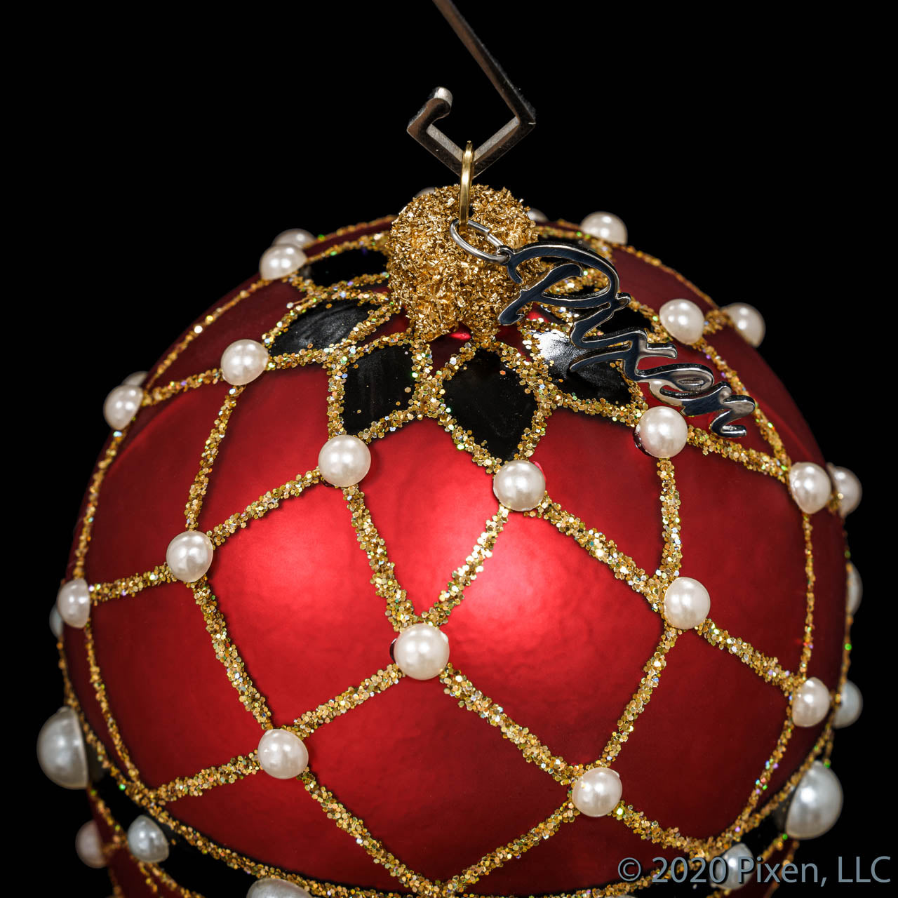 Reverie Faberge Egg Christmas Ornament in Red by Pixen