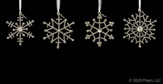 Rhinestone Snowflake Christmas Ornament Collection with Tassels by Pixen